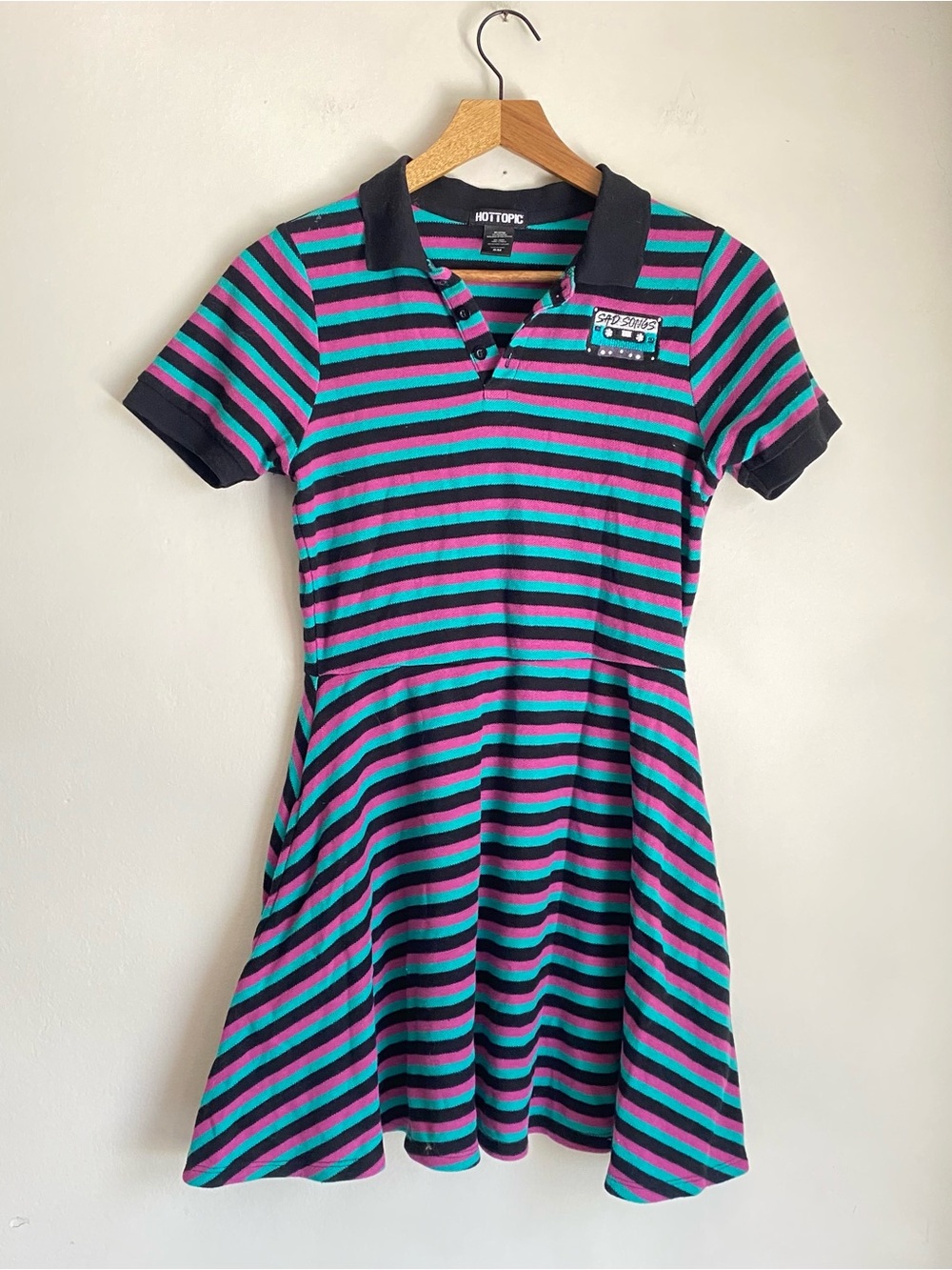 Hot Topic Sad Songs Striped Polo Dress